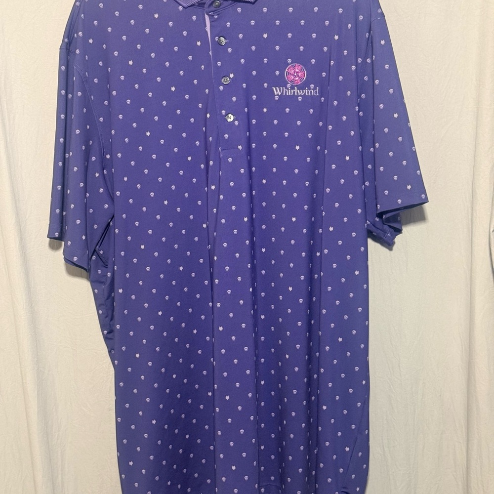 Greyson Purple Limited Release Skull AOP Wolf EmblemBack hit Polo Shirt